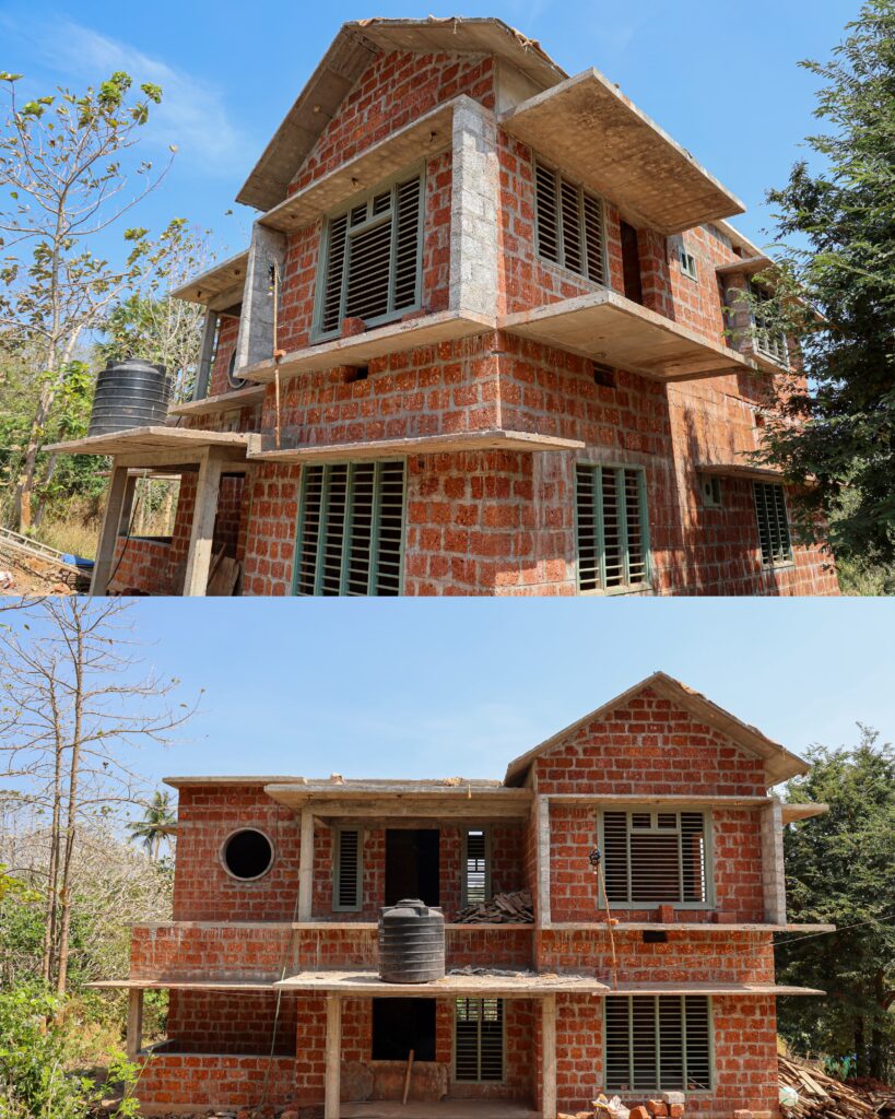 Brickwork stage of a residential project by KLBUILD CONTRACTORS.