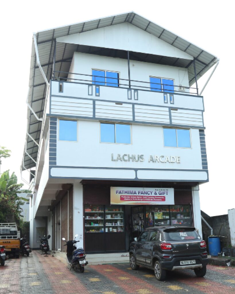Stylish and well-designed commercial building 'Lachus Arcade' in Vaniyamkulam.