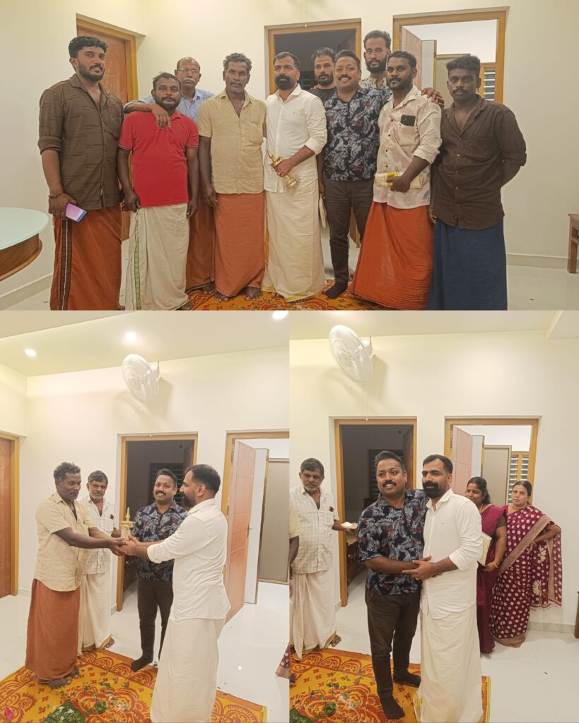 Happy client expressing appreciation during the housewarming ceremony of their new home.